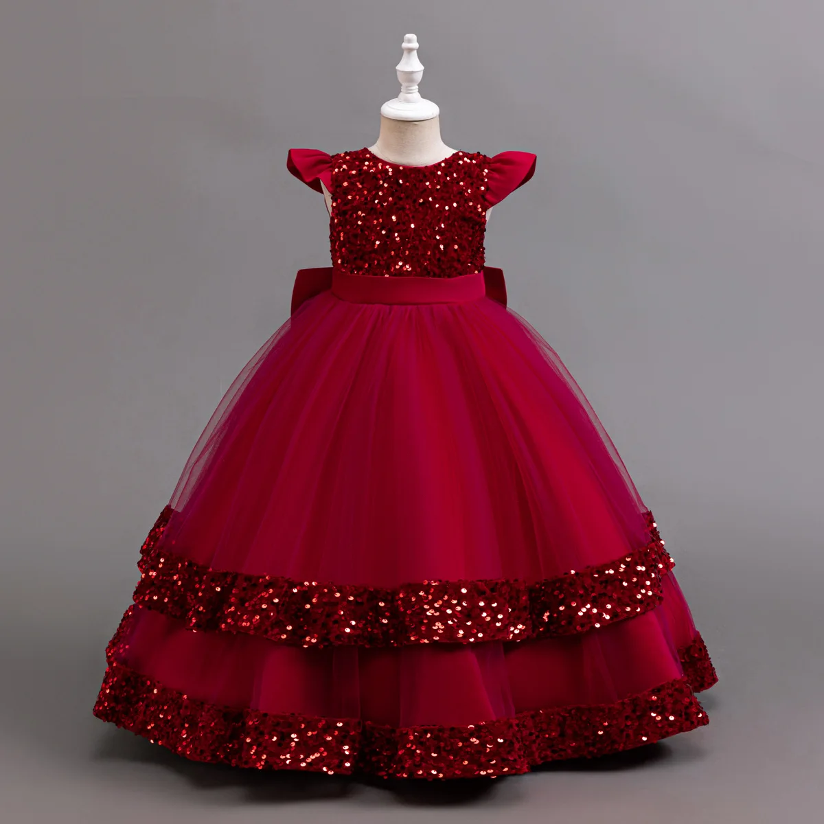 HETISO Elegant Girls Dresses For Christmas Wedding Children's Bridesmaid Ball Gown Kids Princess Birthday Party Clothes
