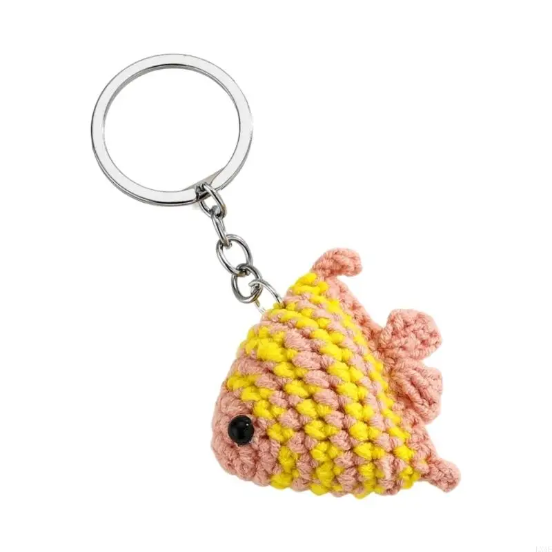 Handmade Crochet Fish Keychain Soft Yarn Craft Gift Backpack Pendant