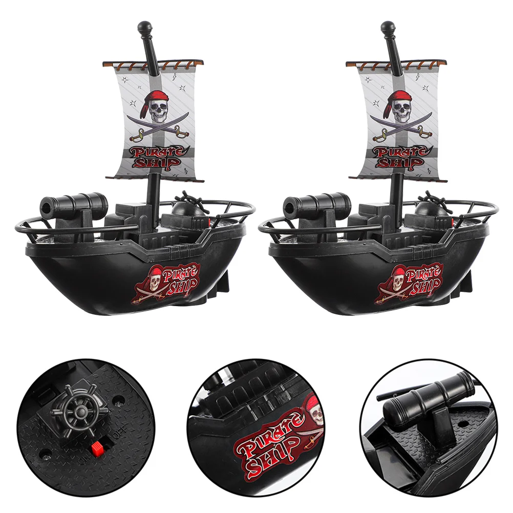 

2 Pcs Toy Boat Bath Toys Pirate Ship Models Children Swimming Toddlers Water Time Plaything Electric Floating Kids Bathtub Baby