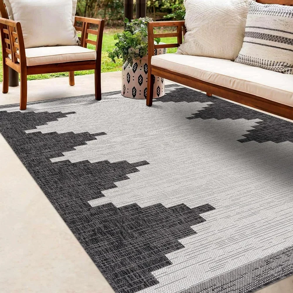 

Outdoor Rug 5'3" X 7'7", Outside Porch Patio Rugs Carpet, Geometric Waterproof Rug