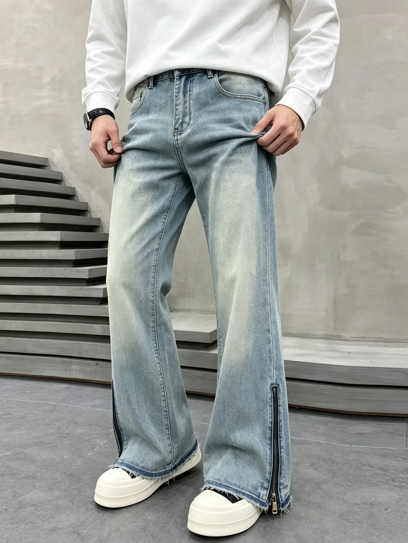 Mens Flared Denim Jeans Y2K American Street Style Trendy Stretch Pants Ideal Gift For Husband Or Lover
