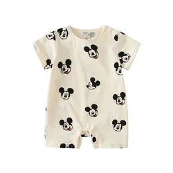 Disney bodysuits para bebê recém-nascido, magro Onesie, cheio de roupas Mickey, uma peça de roupa para meninos, macacão licenciado, verão