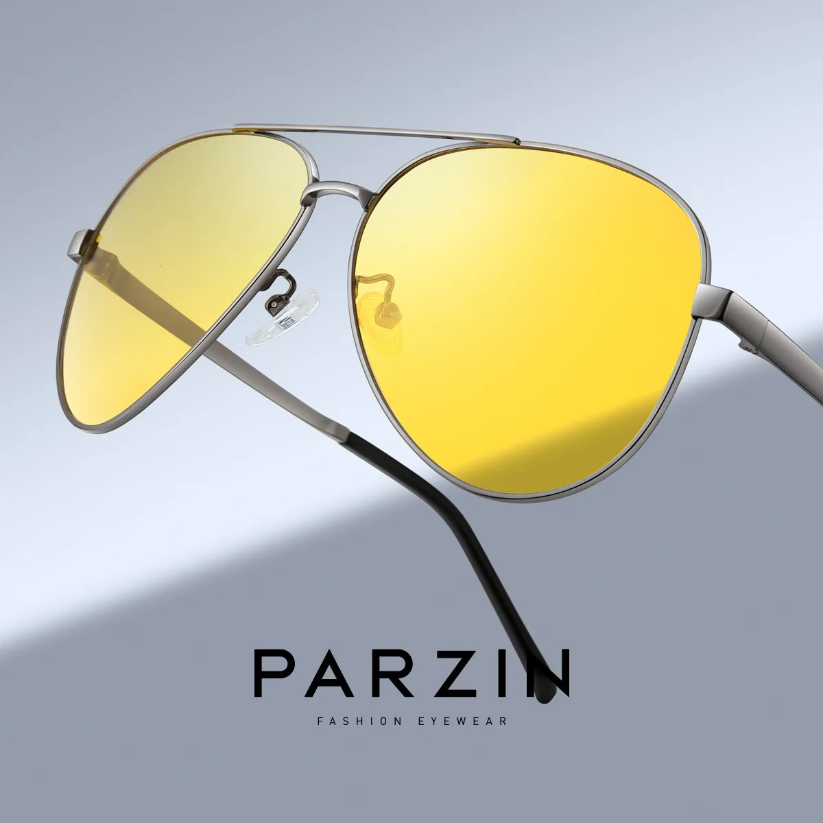 PARZIN  Yellow Night Driving Aviation Sunglasses Night Vision Glasses Man Brand Designer  Driver Goggles Eyewear