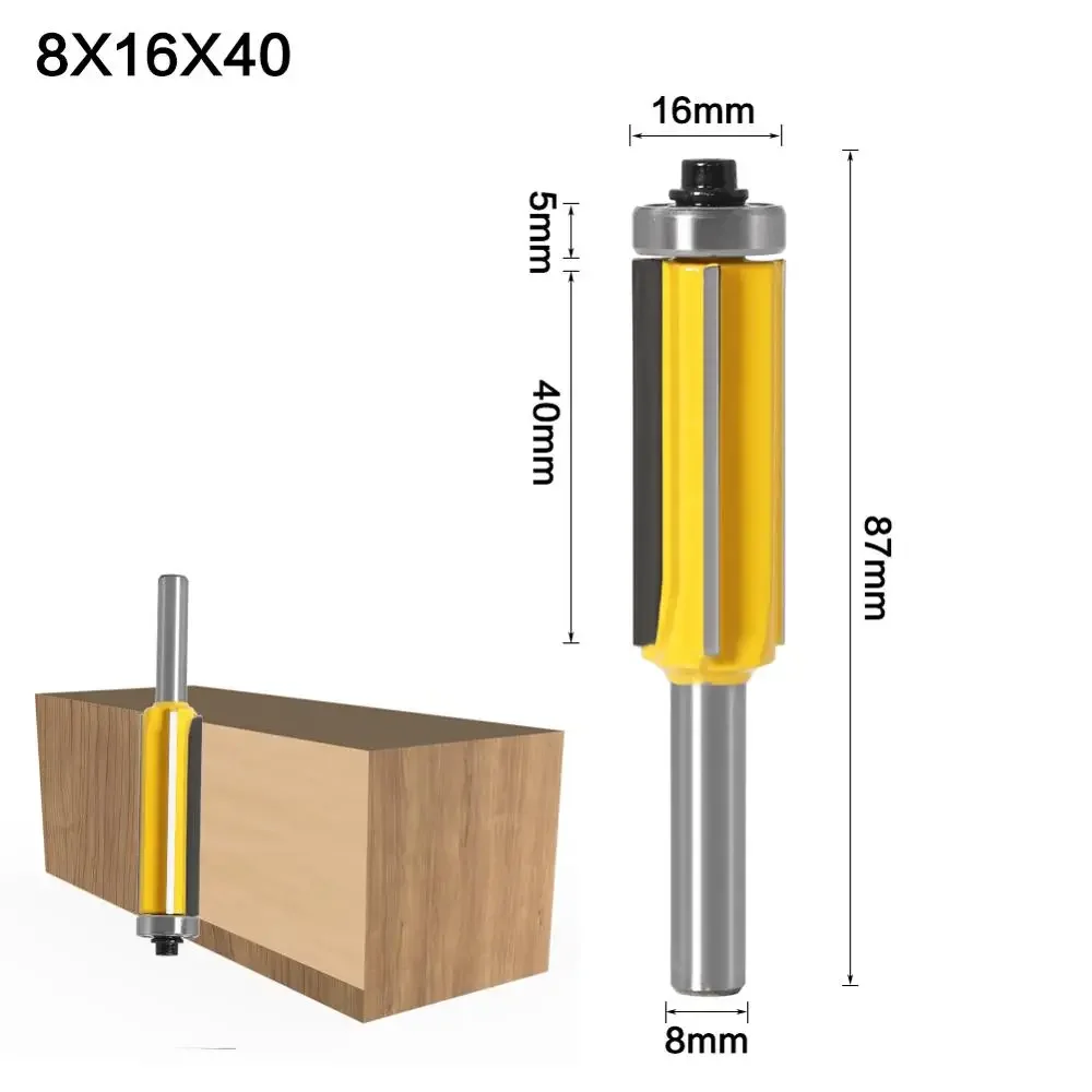 8mm Flush Trim Router Bit Z4 Pattern Top & Bottom Bearing Milling Cutter for Wood Woodworking Trimming Tool