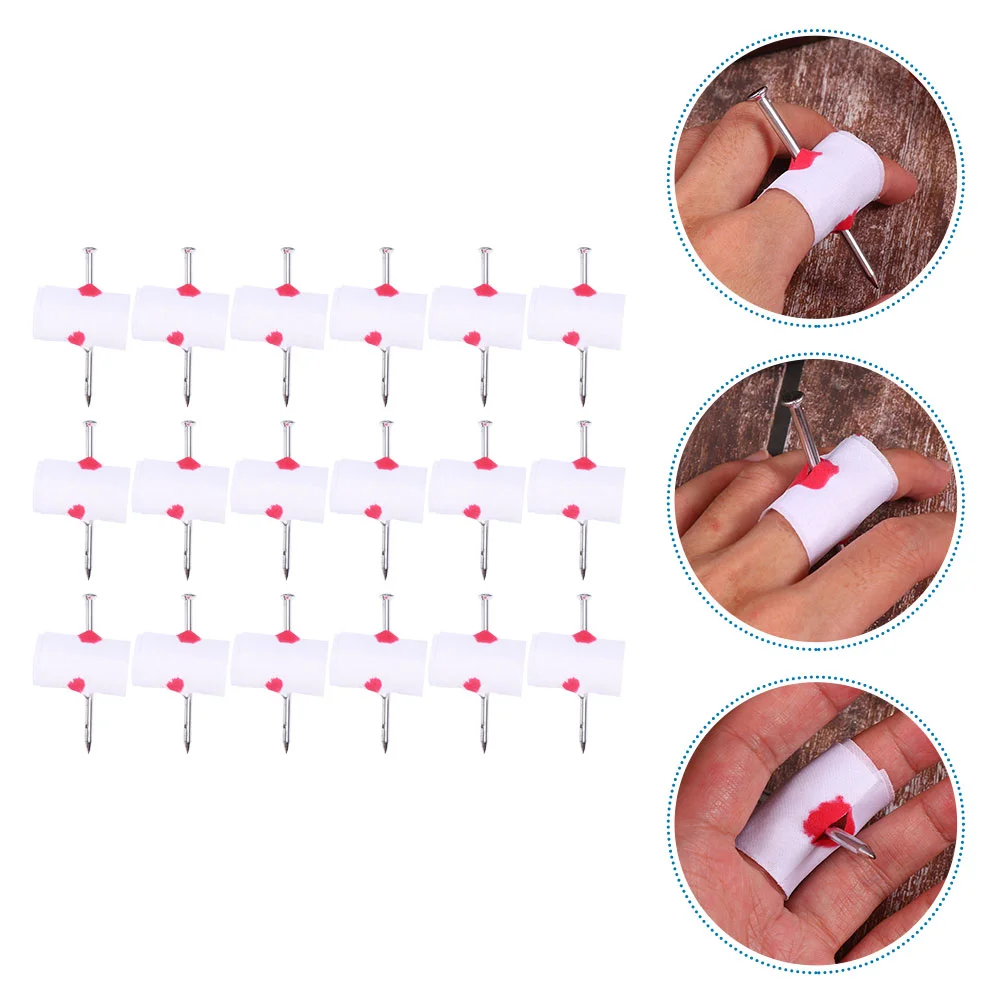 

25 Pcs Finger Nail Halloween Trick Artificial Through Prank Prop Fake Toy Plastic Cloth Tool