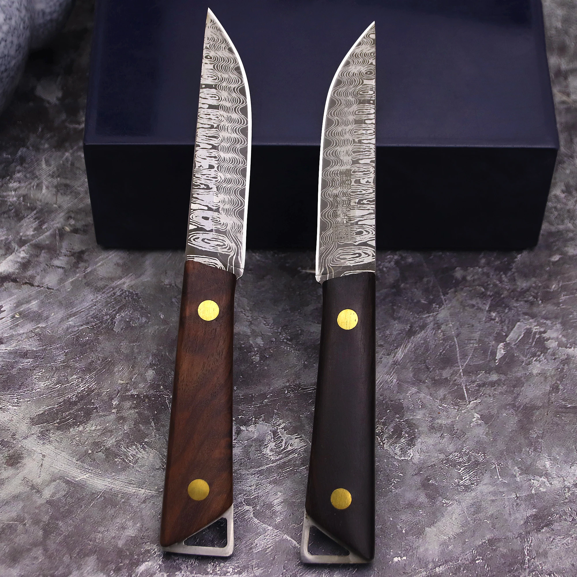 WPKOPYA USA 420C steel (Damascus pattern) Outdoor knife + sheath, camping knife, hunting knife, EDC knife view 3