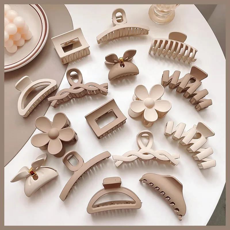 Milk Tea Coffee Color Hair Claw Grasp Clip Elegant Temperament Hair Claw Back Head Hair Grasp Hair Clip Simple Hair Accessories