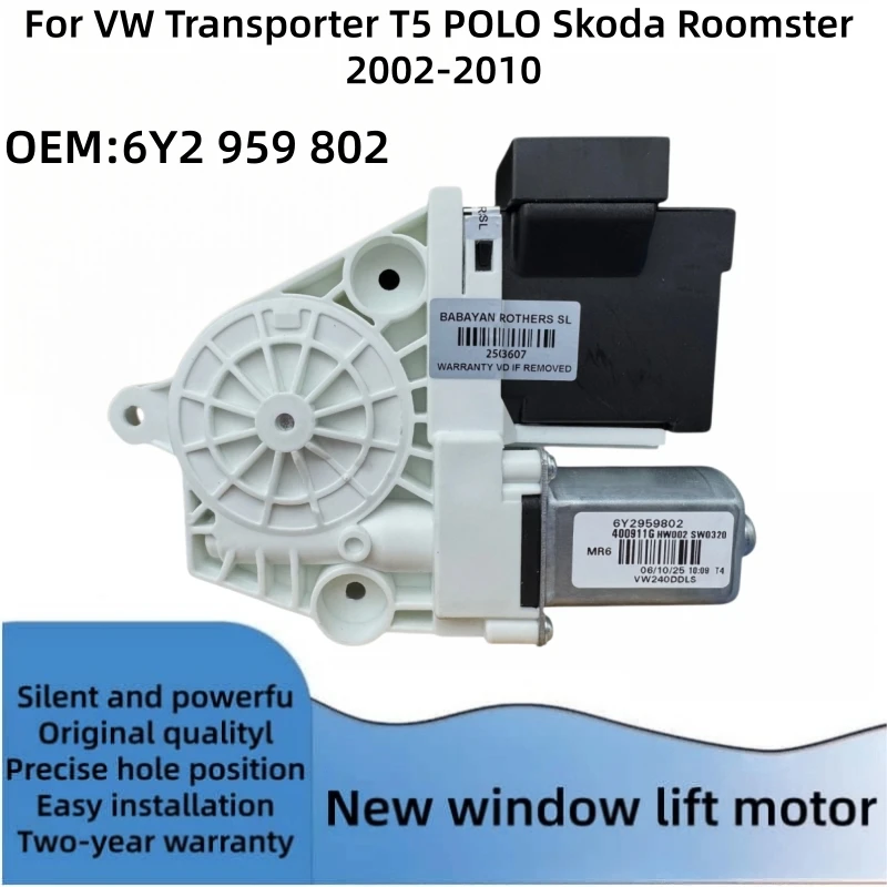 Nieuwe raamheffermotor voor VW Transporter T5 Polo Skoda Roomster linksvoor rechtsvoor 6Y2959802 6Y2959801 6Y1959801 6Y1959802