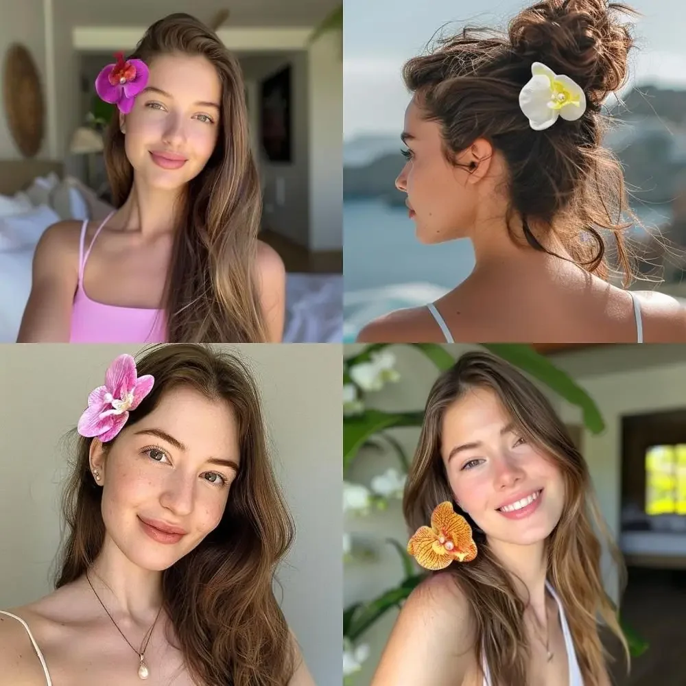 

Butterfly Orchid Orchid Flower Hairpin Korean Style Headdress Seaside Vacation Headwear Side Barrettes Hair Accessories