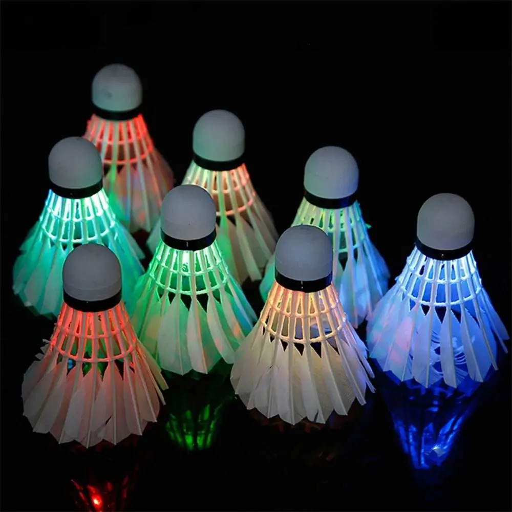 Dark Night LED Badminton Lighting Balls Foam Head Lighting Badminton Glowing Colorful Luminous Shuttlecock Outdoor Sports