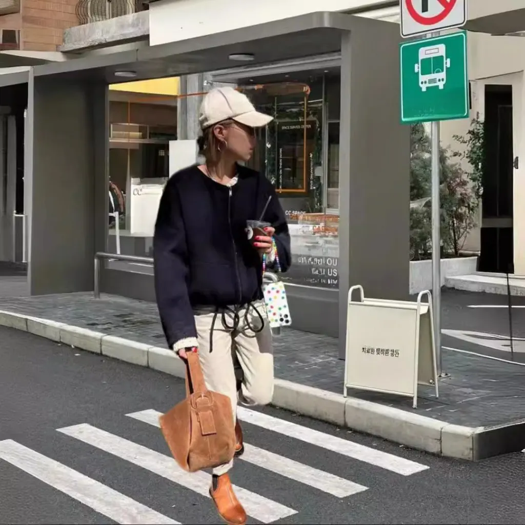 

Detachable Hooded Wool Double-Sided Winter Short Coat Women's Loose All-Match Outerwear New