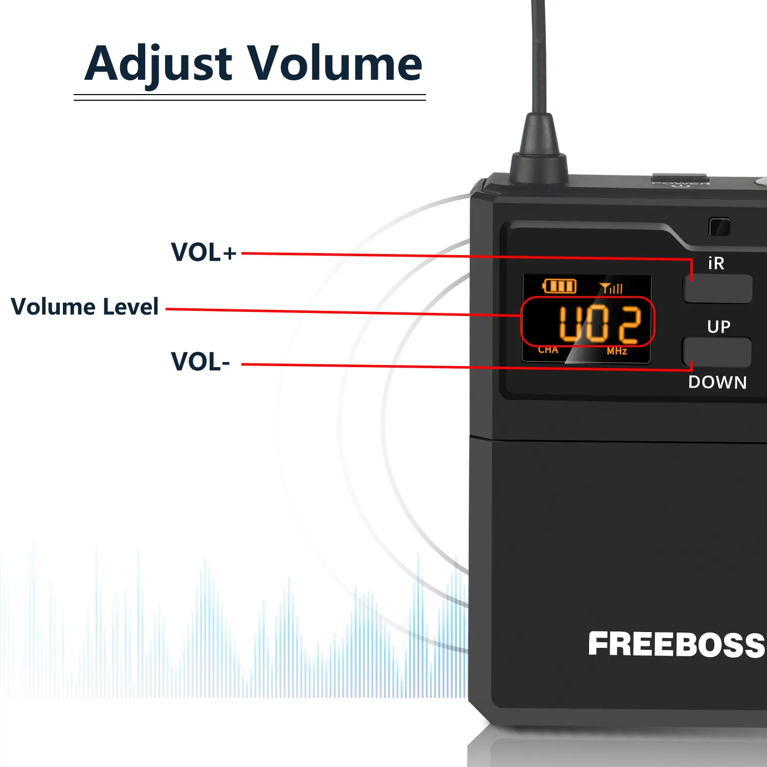 フリーボボス-ワイヤレスマイク、ラベラー、多周波数、コードレスボディパック、送信機、ir、uhf、FB-U38、FB-U200