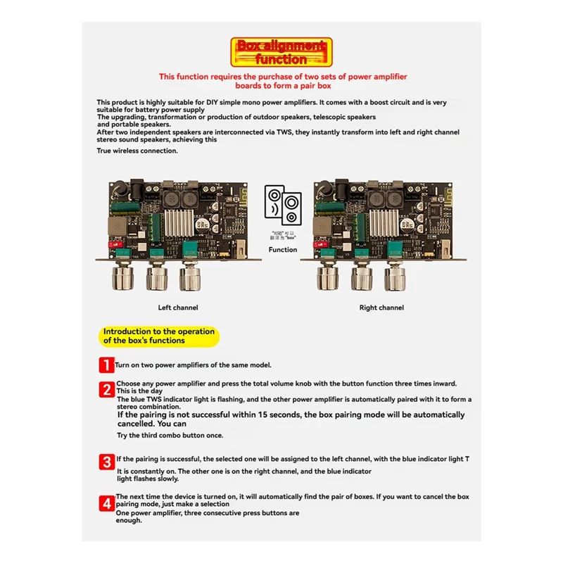 B04B-DIY المسرح المنزلي مع 2 قطعة بلوتوث 100 واط أحادية عالية مكبر كهربائي لوحات ZK-1001U