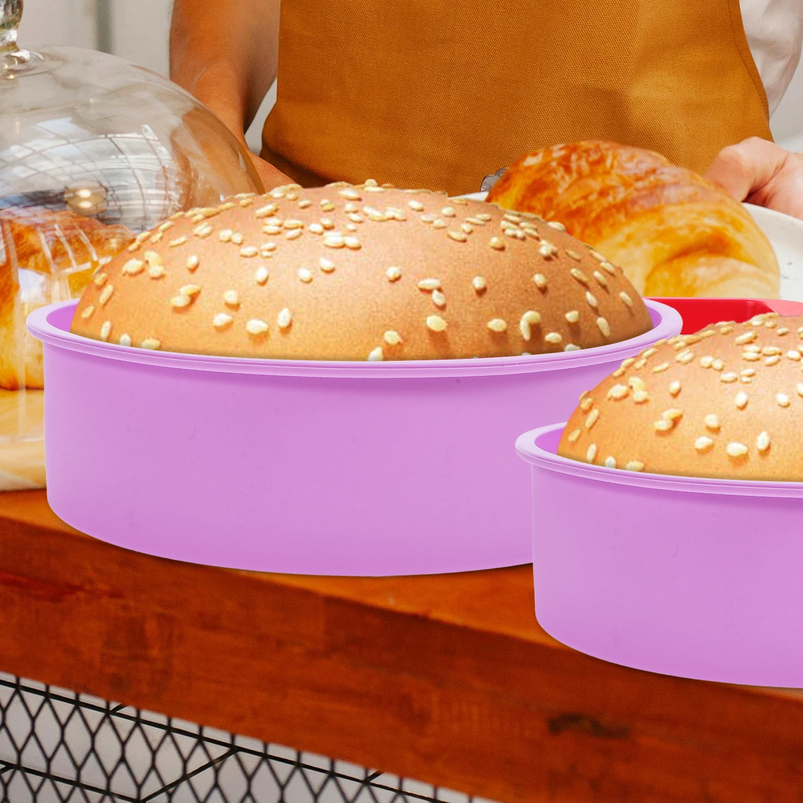 

4 Pcs Cake Pans Silicone Mold Baking Molds Cheese for Non Stick Purple Making Tray