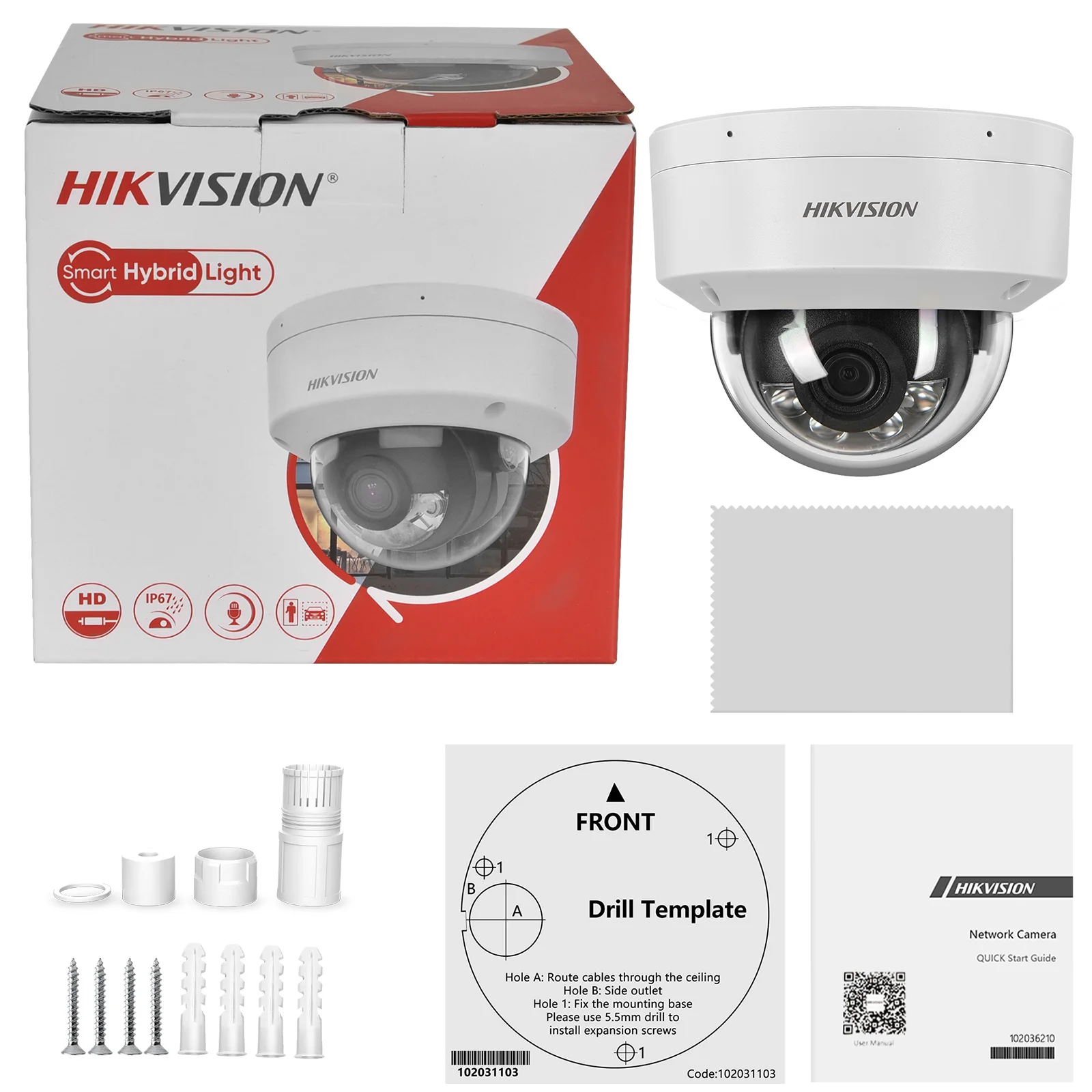 Hikvision 8MP 4K Smart Hybrid Light POE IP-camera DS-2CD1183G2-LIUF Bewegingsdetectie 2.0 Menselijke detectie MIC SD-slot IP67