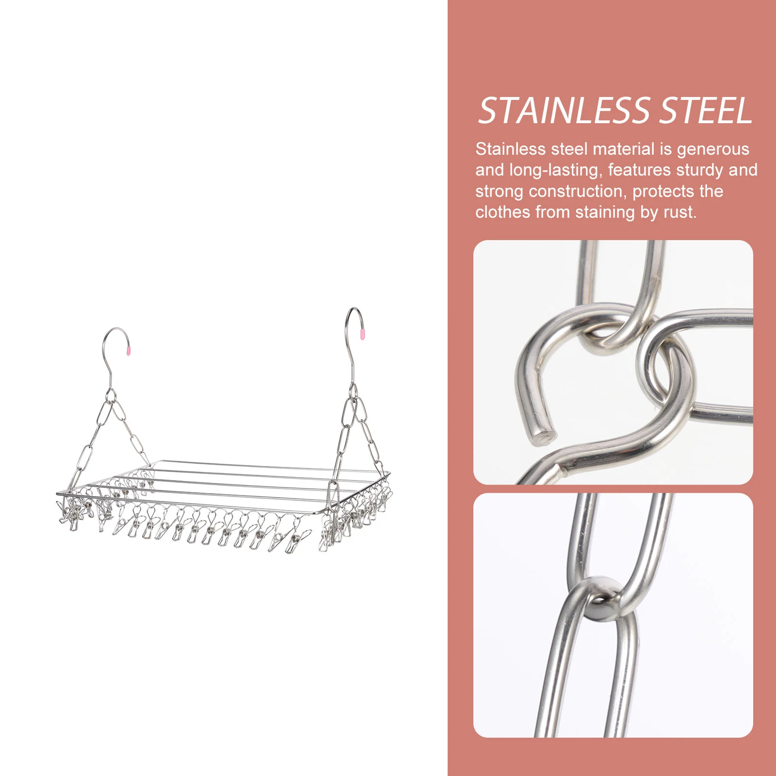 Premium Stainless Steel Sock Drying Rack Clothes Clip Hanger with 36 Clips Sturdy and Versatile Sock Hanger for Home Laundry