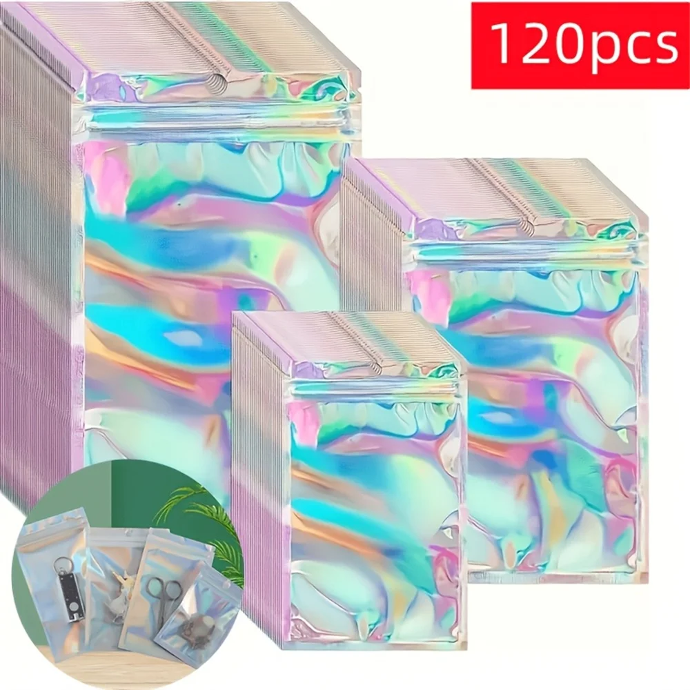 120pcs color effect gift packaging bag exquisite multi-purpose transparent window can be sealed 7 * 10cm/10 * 15cm/14 * 20cm