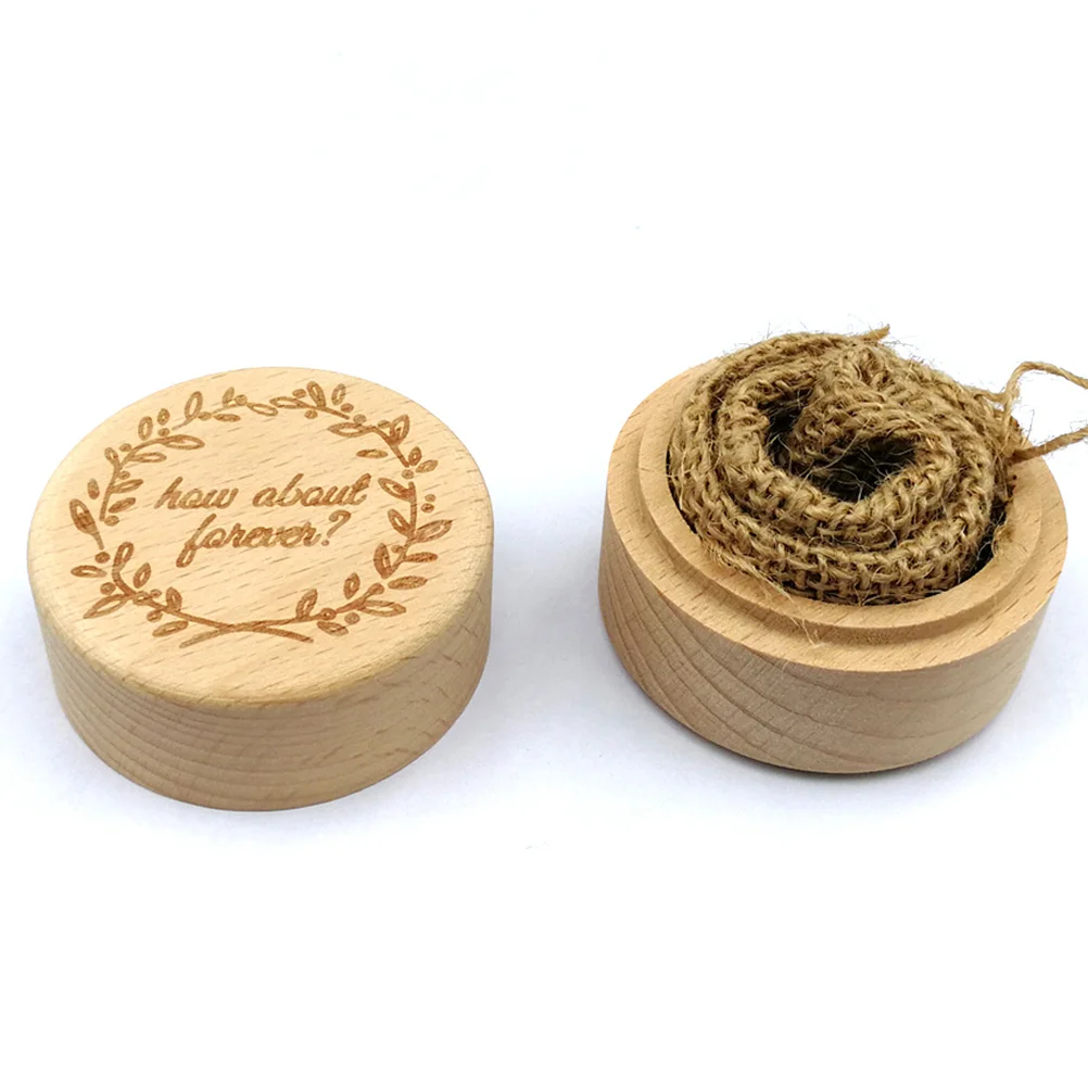 خمر ريفي خشبي صندوق خاتم دائري الزفاف المشاركة رومانسية اقتراح حلقة حامل تذكار صغير خفيف الوزن #6