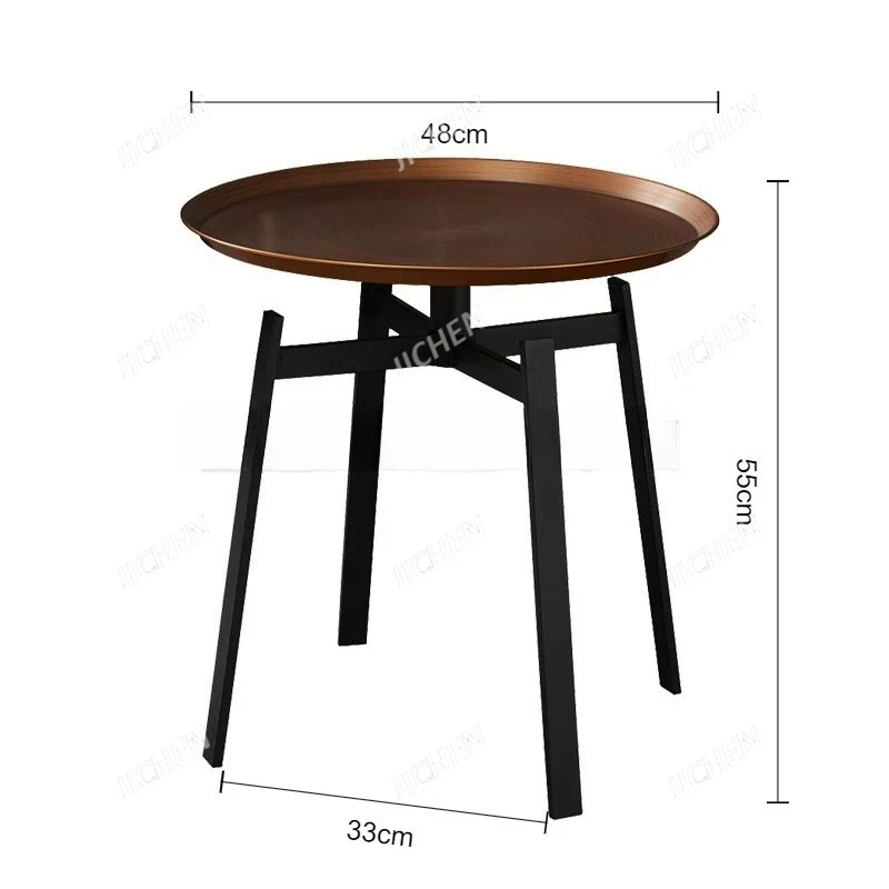 Round Side Table for Living Room, Modern Round Coffee Table, Sofa Tray Table, Simple Small Iron Table with Metal Frame