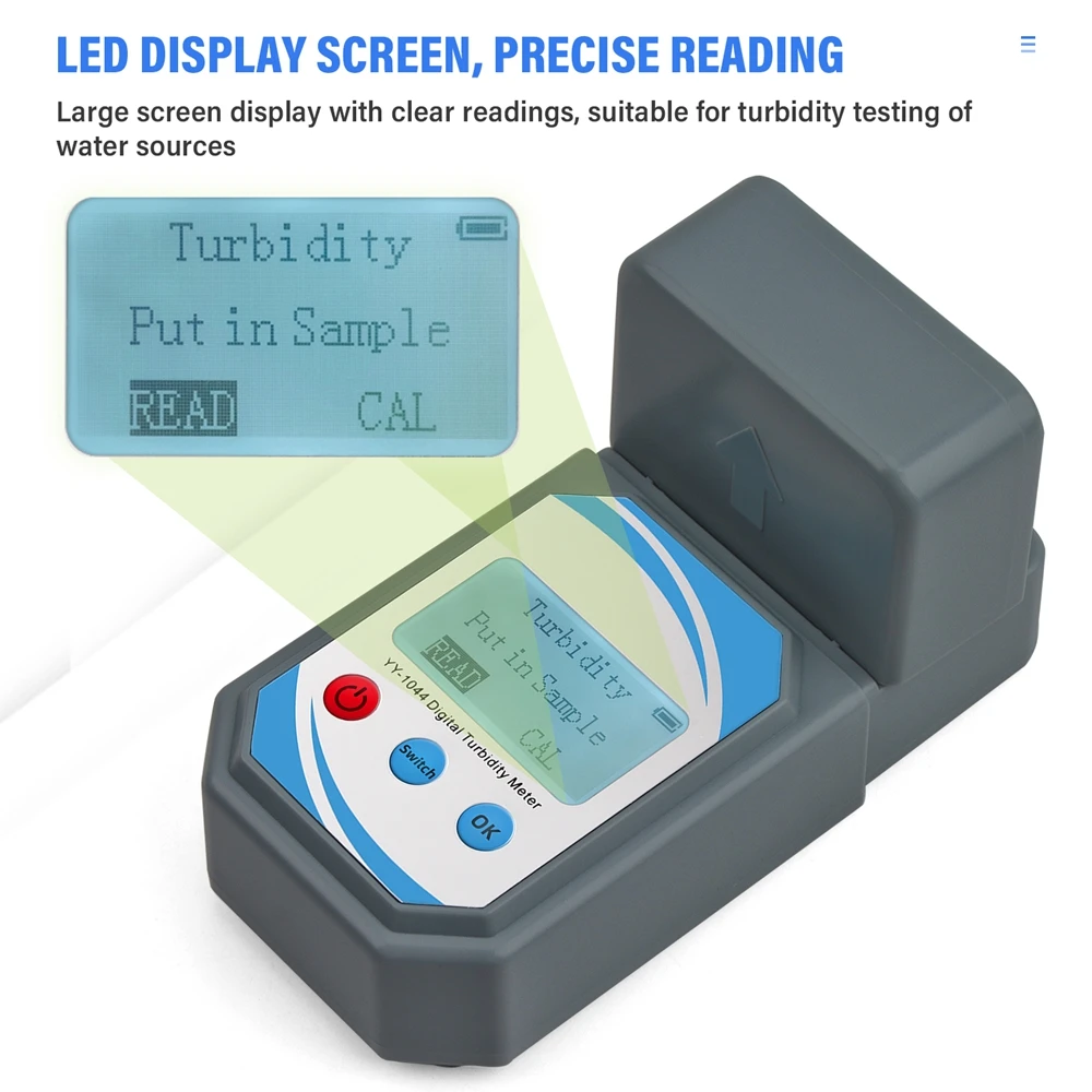 LCD Digital Turbidity Meter 0–1000 NTU Portable Water Quality Tester Scattering Light Calibration Solutions Aquarium Pools Lab