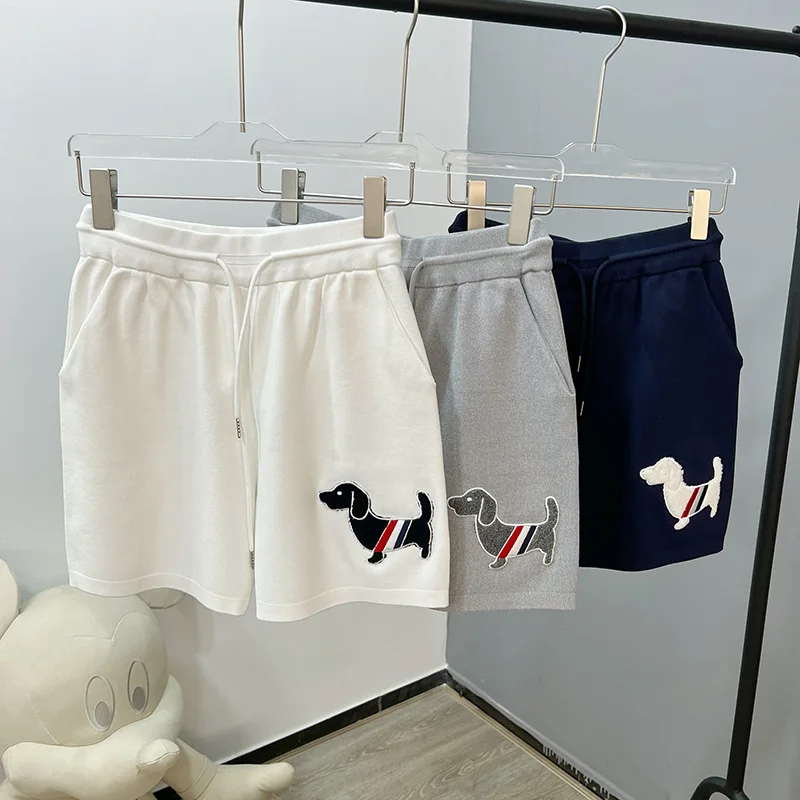 Summer New Shorts Women\'s Loose Lace up 3D Dog Embroidery Knitted Ice Hemp Sports Hot Pants Fashion High Waist Casual Shorts