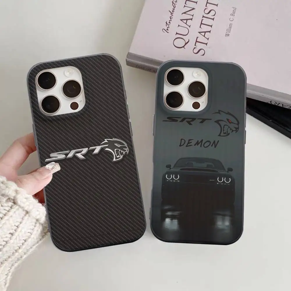 Funda Transparente Antideslizante para iPhone 17 16 15 14 13 12 11 Pro Max Plus Pro con Diseño de Auto Dodge Challenger S-SRT