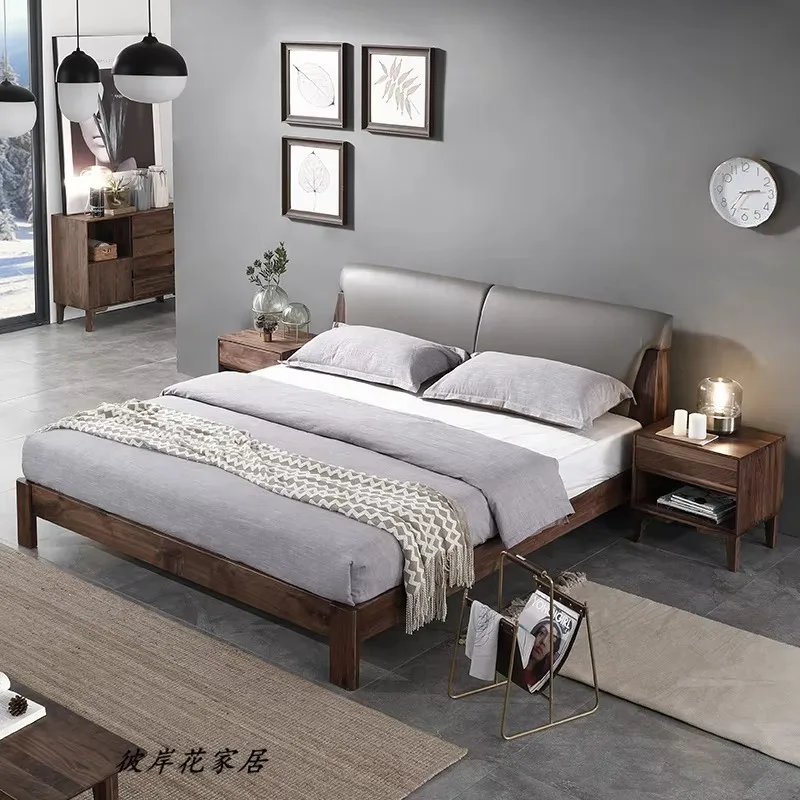 

Gray Luxury Adult Bed Frames Comforter Large Wood King Size Queen Double Bed Headboards Bedframe Lozko Sypialniane Furniture