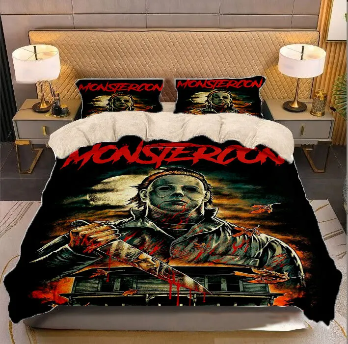 Halloween Michael Myers 3D Printed Milk Velvet Bedding Set Duvet Covers & Pillow Cases Comforter Quilt Cover (US/EU/AU Sizes)  2