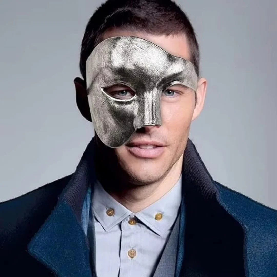 

1 Male Makeup Ball-shaped Mask (Opera Phantom Style - Half-Face Type) Suitable for festival costumes and accessory parties