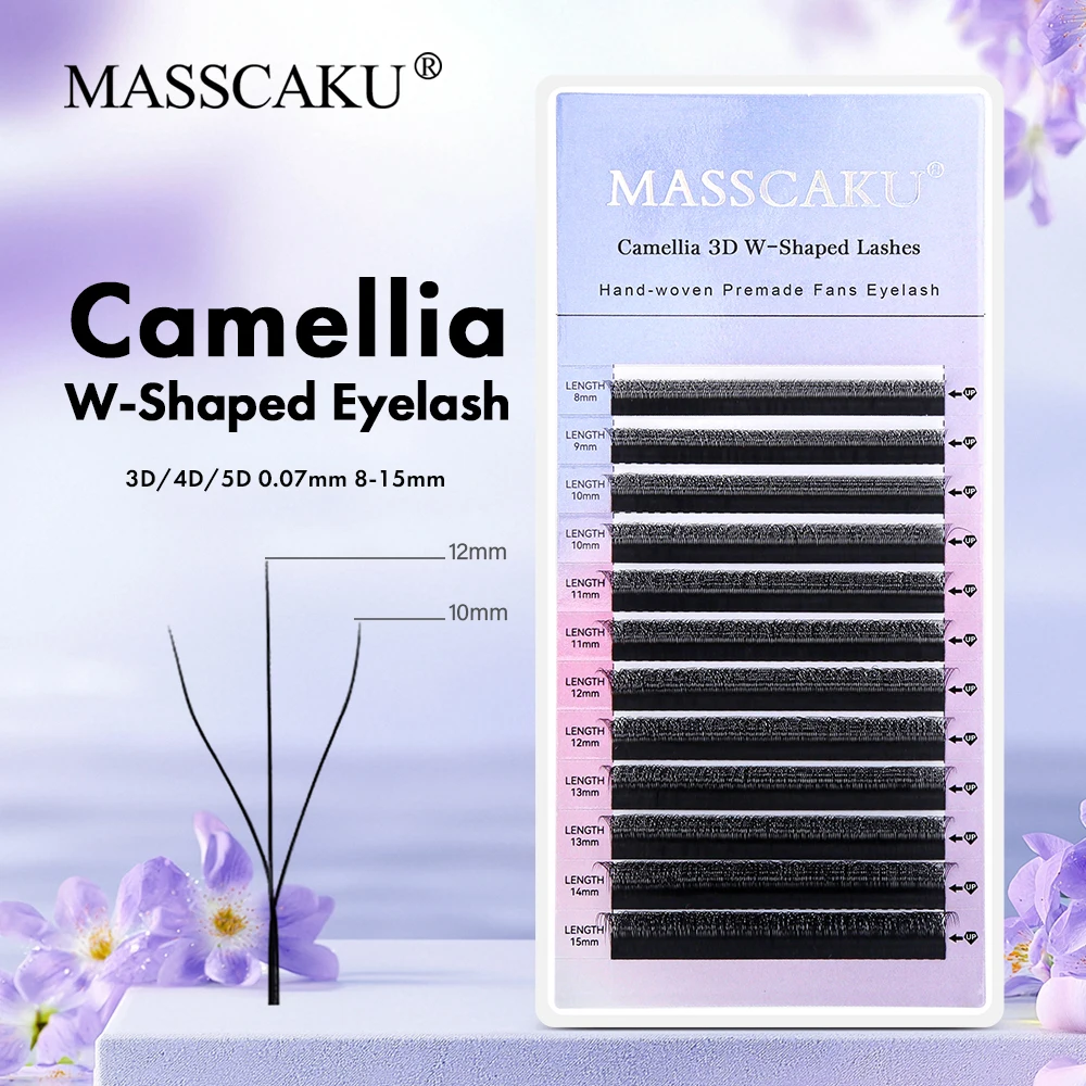 

Hot Sale Mixed Length Camellia 3D W Eyelash Extensions C D Curl Wispy Faux Mink Comfortable to Wear Clover Eyelashes by MASSCAKU