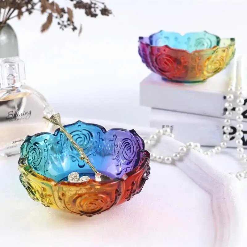 Handgemachte Silikonformen Rose Lotus Form Behälter Schüssel Form DIY Kristall Kleber Epoxidharz Rose Lotus Lagerung Schüssel Zubehör