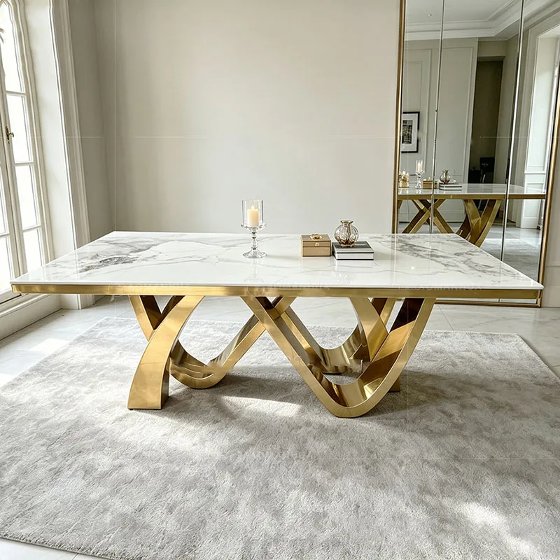Designer Italian Dining Table Marble Legs Metal Luxury Entryway Dining Table Coffee Portable Mesas De Comedor Furniture For Home