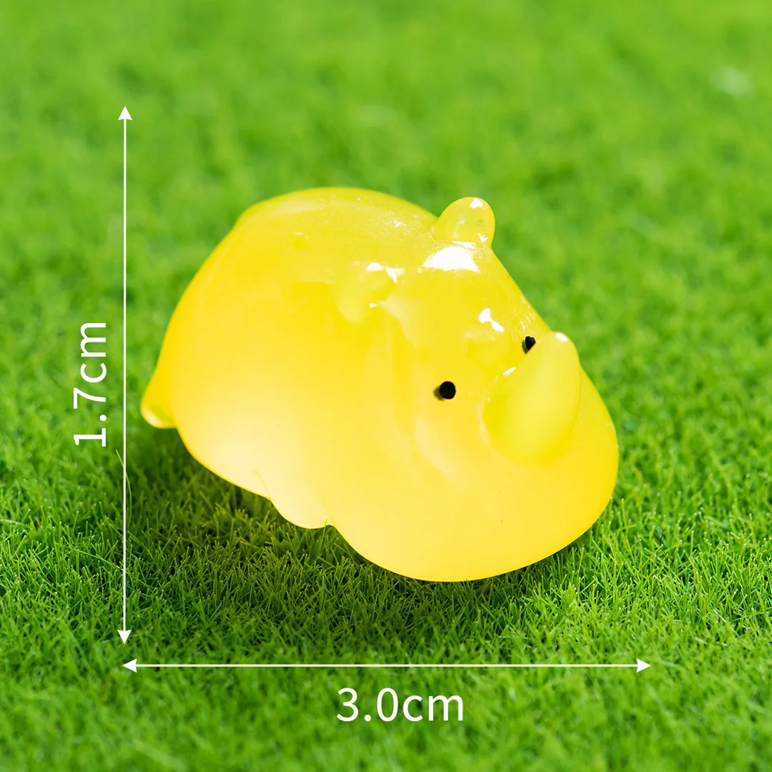 

12Pcs Resin Miniature Luminous Rhino Glow in Dark Animal Statues for DIY Micro Fairy Garden Terrarium Decoration