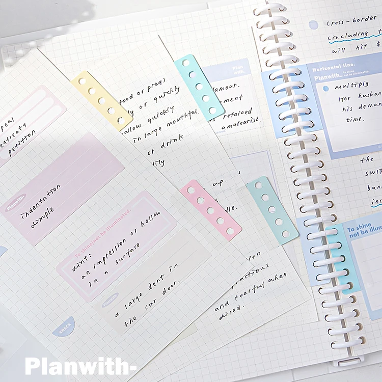 2 Sheets Multi-color Punch-free Expansion Notes Portable Loose-leaf Book Index Sticky Notes Creative DIY Journal Stationery