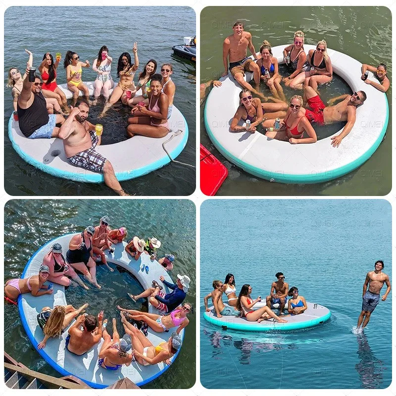 Pool Lounge Floating Pleasure Pool Inflatable Hammock Round  Ring Pool  Bed Floating Platform