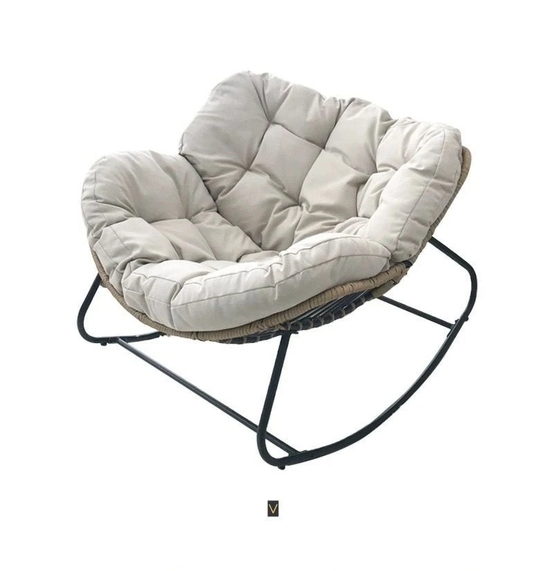 

Luxury Rattan Rocking Chair Lounge Chair Reclining Modern Design Outdoor a Living Room Bedroom Use Iron Art Fabric Relax Lazy