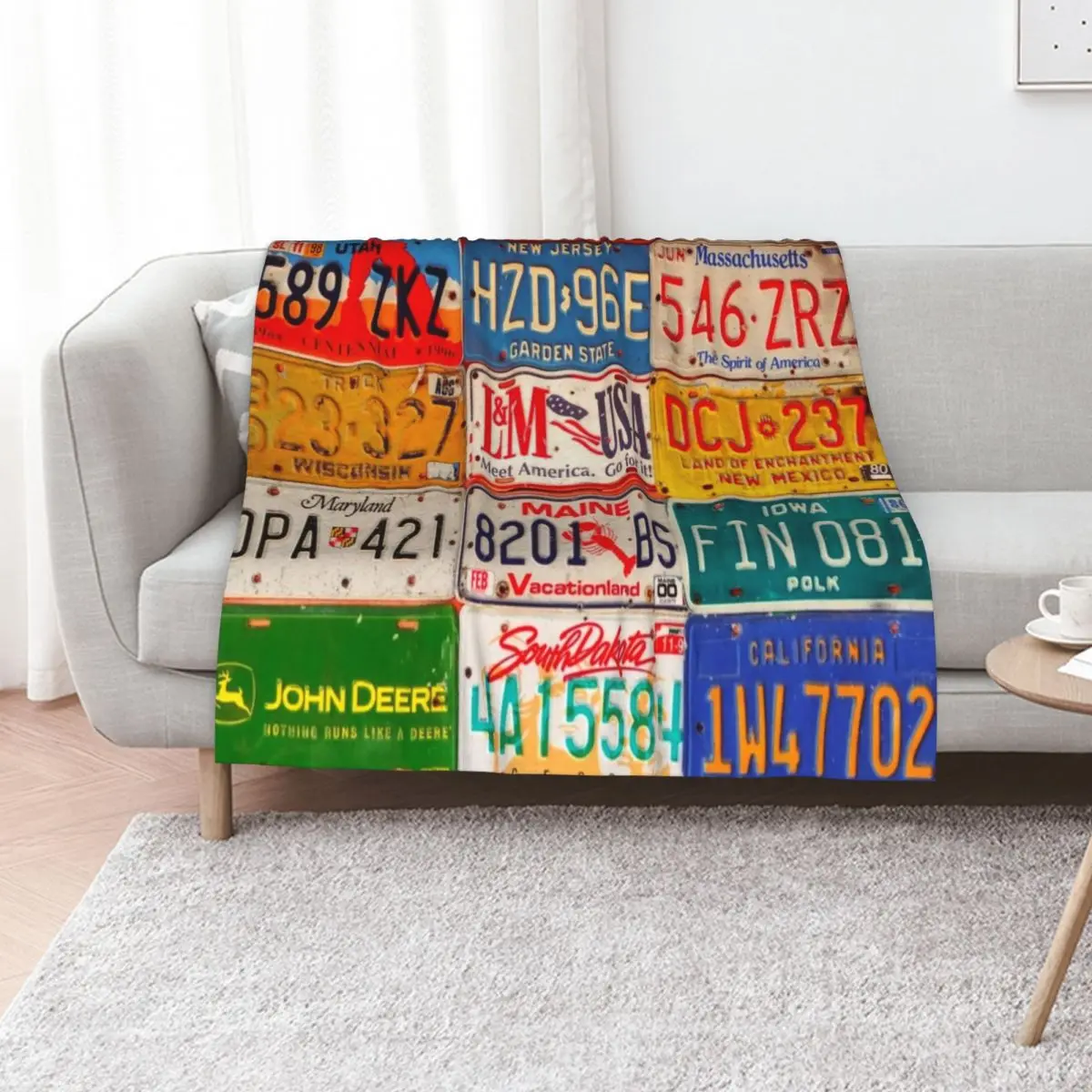 United States License Plates Art America Throw Blanket christmas gifts for sofa Flannel blankets and throws Picnic Blankets