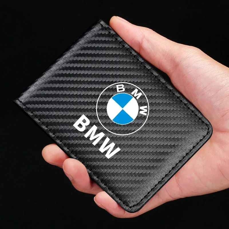 Car Carbon Fiber Driver Holder License ID Card Bag For BMW Series i3 i4 G07 G06 G05 G02 G01 F48 F39 G42 G30 G20 G26 F01 F02 F06