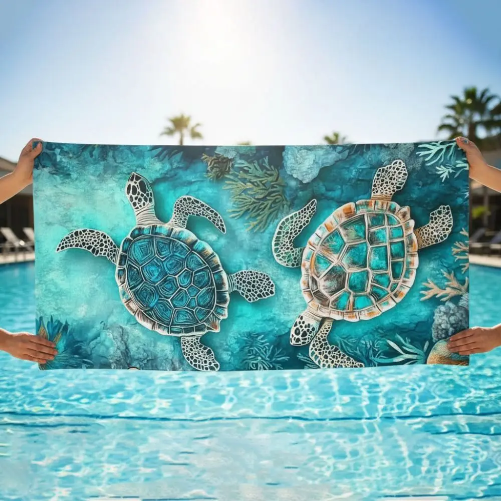 Microfiber Sea Turtle Beach Towel Shore Stylish Absorbent Swimming Towel Skin-friendly Colorful Bath Towel Air Conditioner