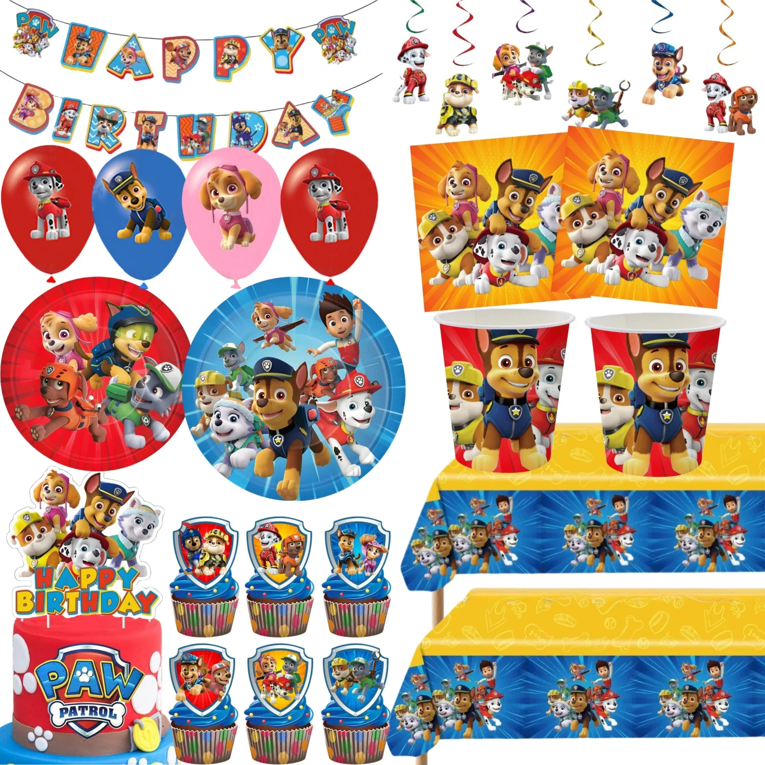 

Birthday Party Decor Paw Patrol Birthday Disposable Cup Tablecloth Plate Napkin Baby Shower Paw Patrol 4th Birthday Party Favors