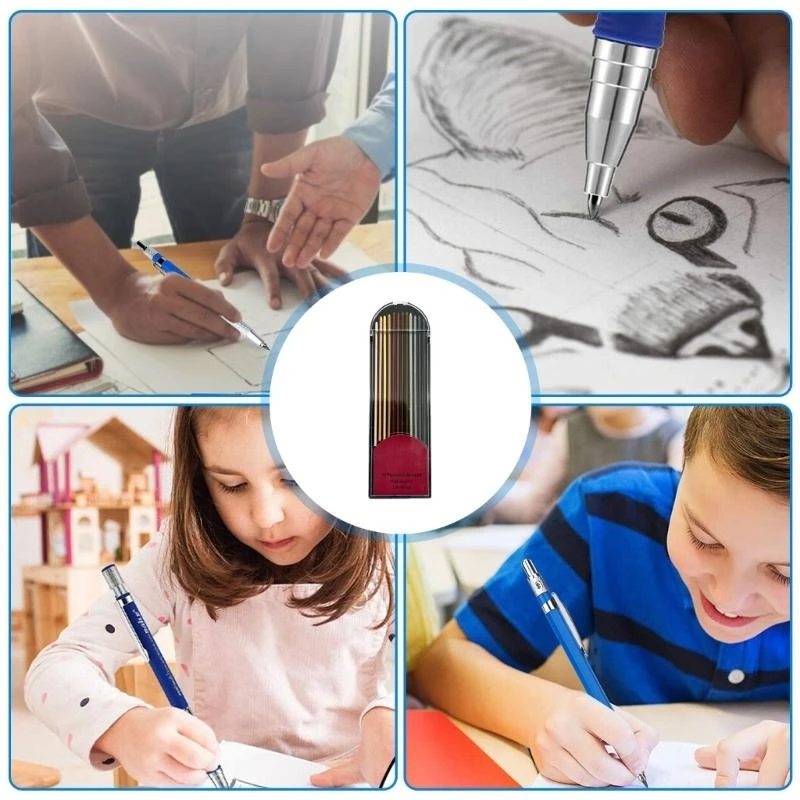 

Автоматические карандаши, карандаши для рисования, набор механических карандашей 2,0 мм с 12 стержнями, карандаши для рисования,