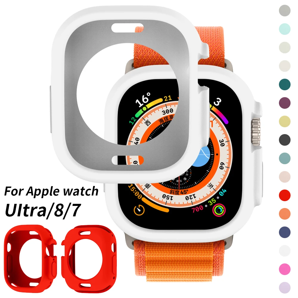 

Watch Cover For Apple Watch Ultra 49mm Soft Silicone Hollow Frame Bumper Shell for iWatch Series 8 7 41mm 45mm Protective Case