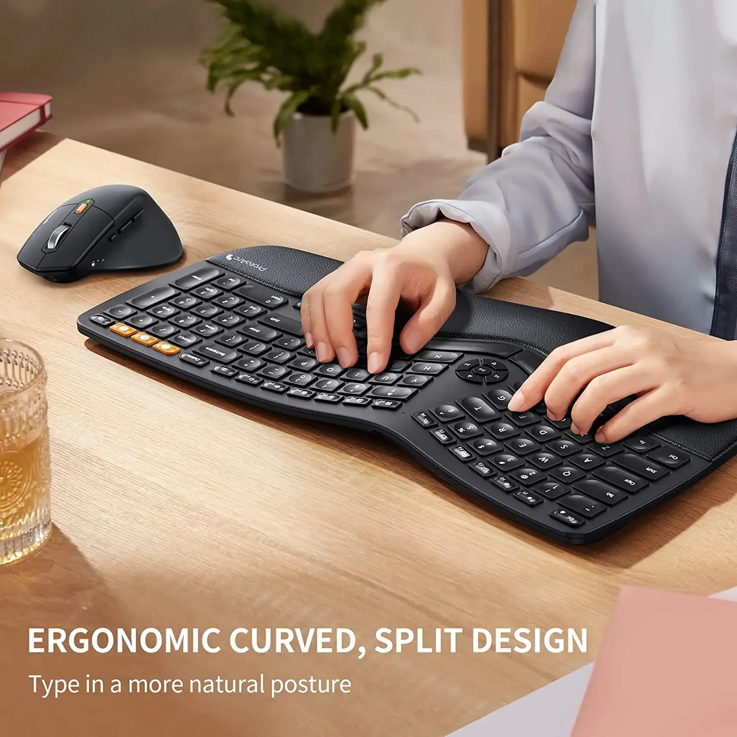 Full size 2.4g rechargeable ergonomic bluetooth keyboard and mouse combination wireless keyboard and mouse set