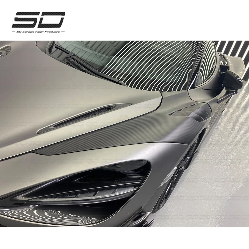 R Style Dry Carbon Full Set Body Kit front Lip Side Skirts Fender Rear Diffuser  Rear Spoiler For McLaren 720s