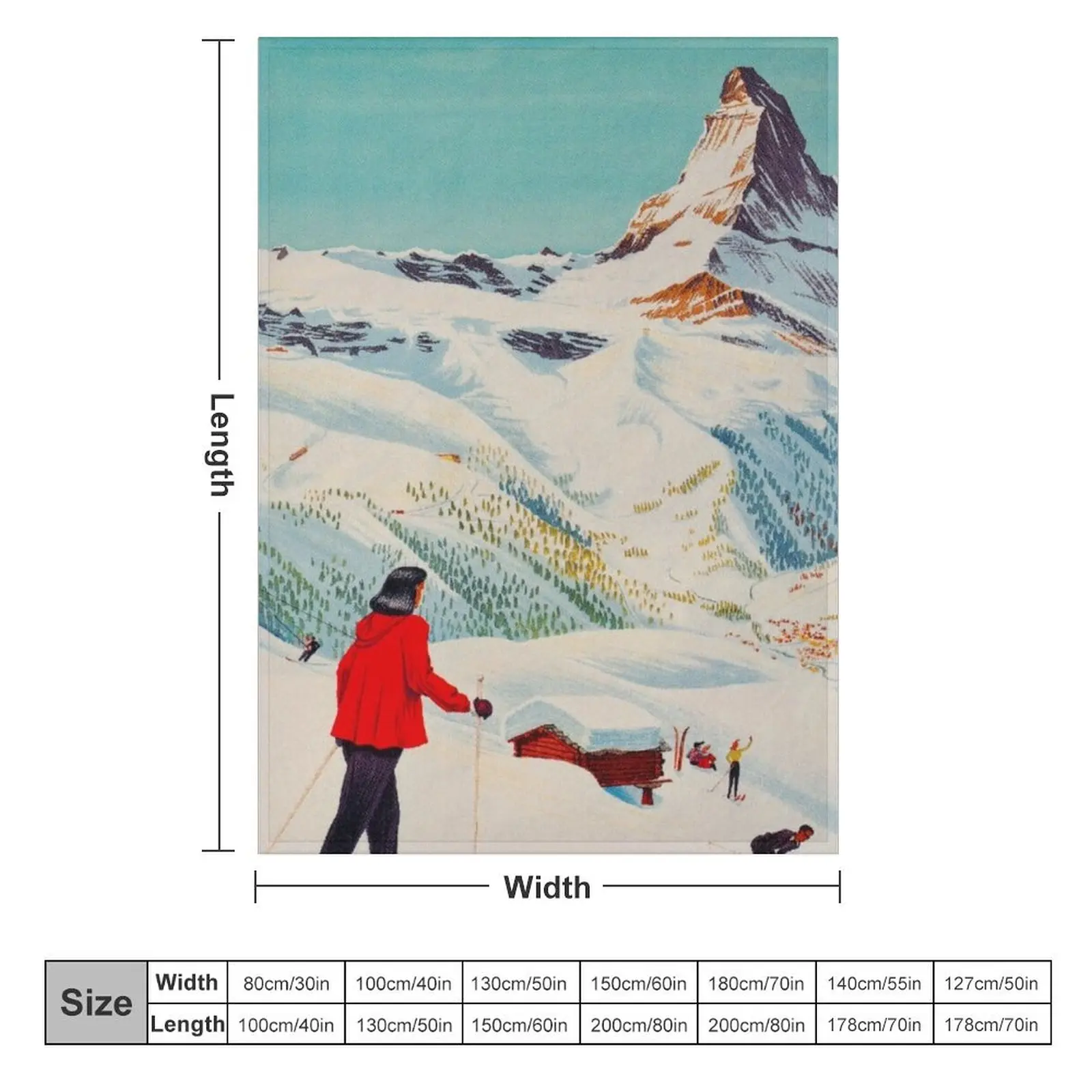 Zermatt, Switzerland Vintage Ski Travel Poster Throw Blanket Thermals For Travel Kid'S sofa bed Thermal Blankets