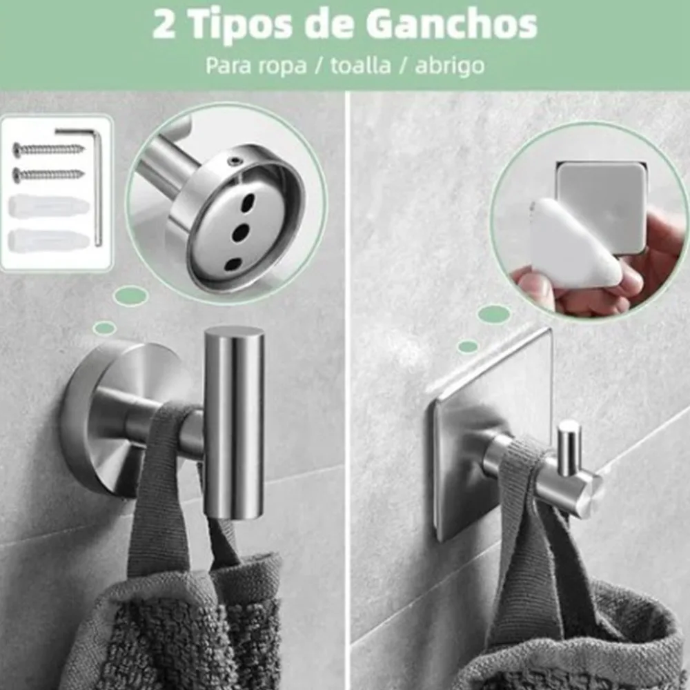7 Piece SUS304 Stainless Steel Bathroom Hardware Kit Wall Mounted Bathroom Accessories Set Towel Rack Set Home Organization