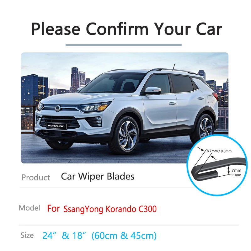 For SsangYong Korando C300 2019 2020 2021 2022 Car Front Wiper Blades Cleaning Window Windscreen Windshield Car Accessories Auto