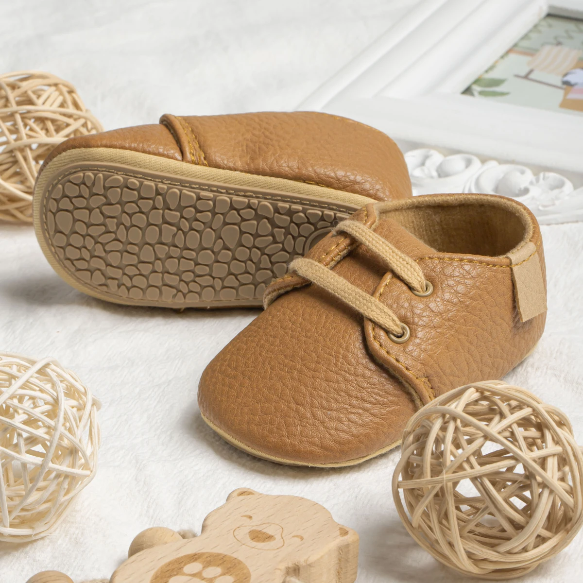 Meckior Baby Shoes Retro Leather Boy Girl Shoes Multicolor Toddler Rubber Sole Anti-slip First Walkers Infant Newborn shoes