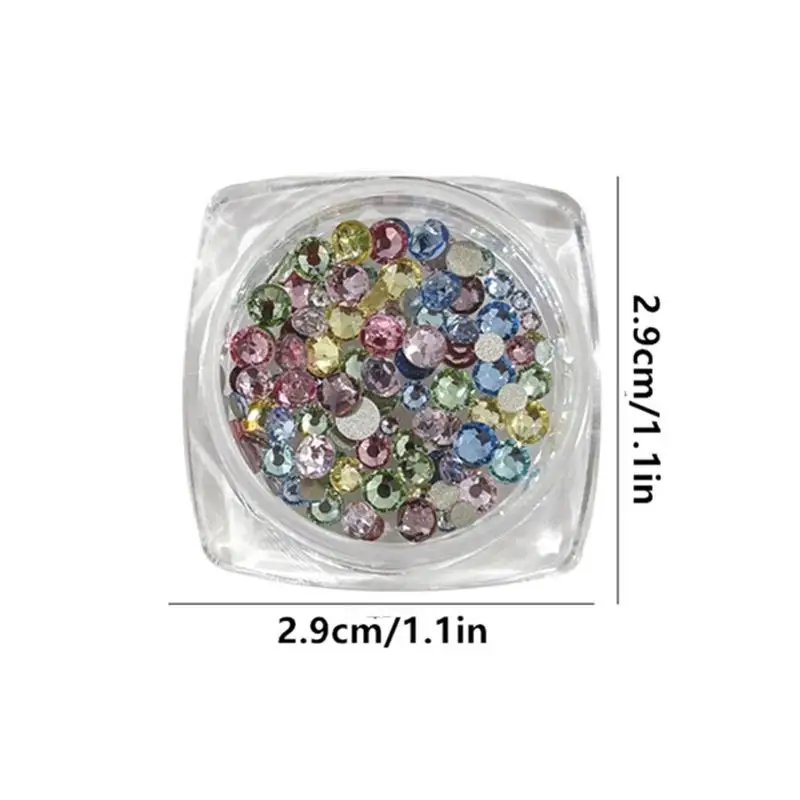 100PCS Sparkle Glitter Colorful Mini Nail Crystal Diamonds Round Flat Bottom Nail Art Rhinestones Decoration Manicure Charms