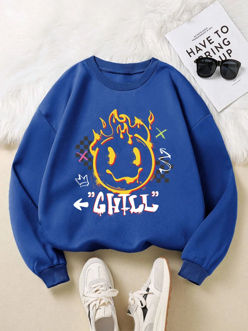 Autumn Winter Men Hoodie Kawaii Graffiti Bear Prints Sweatshirt Comfortable Crewneck Soft Pullover Street Casual Couple Clothes